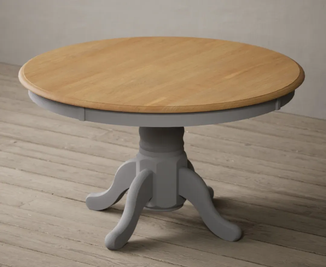 Hertford Fixed Top Dining Table - Grey, Solid Oak product