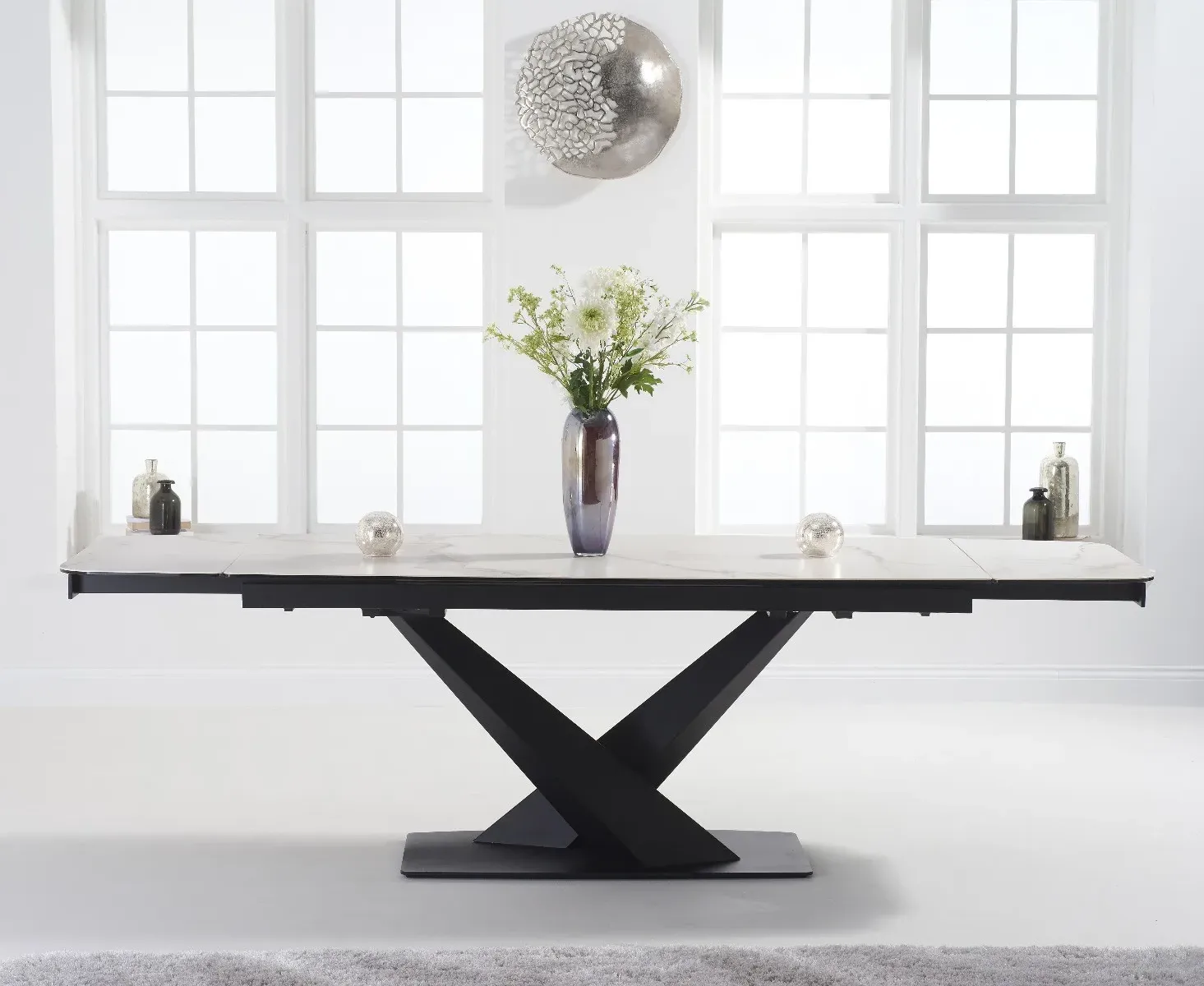 Jacob Extendable Dining Table - White, Ceramic product