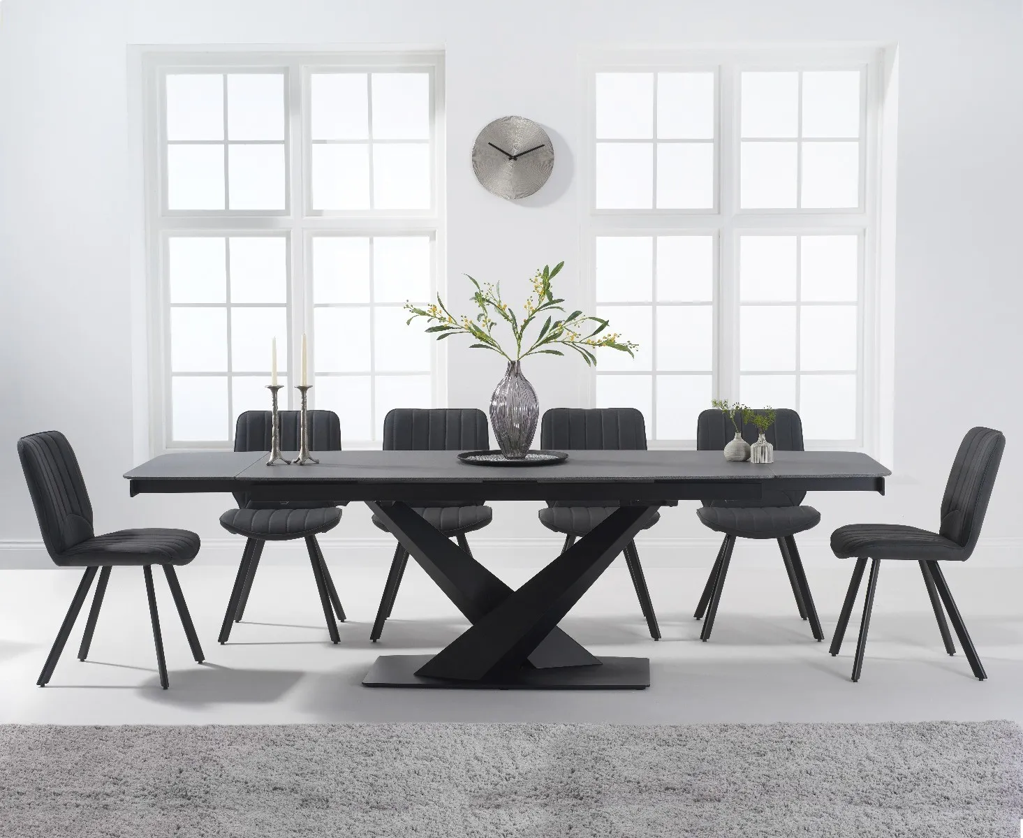 Jacob Extendable Dining Table with 6 Hendrick Chairs - Grey Stone product