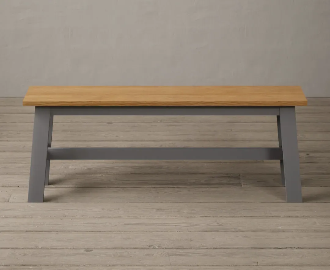 Kendal Large Dining Bench - Grey, Solid Oak product