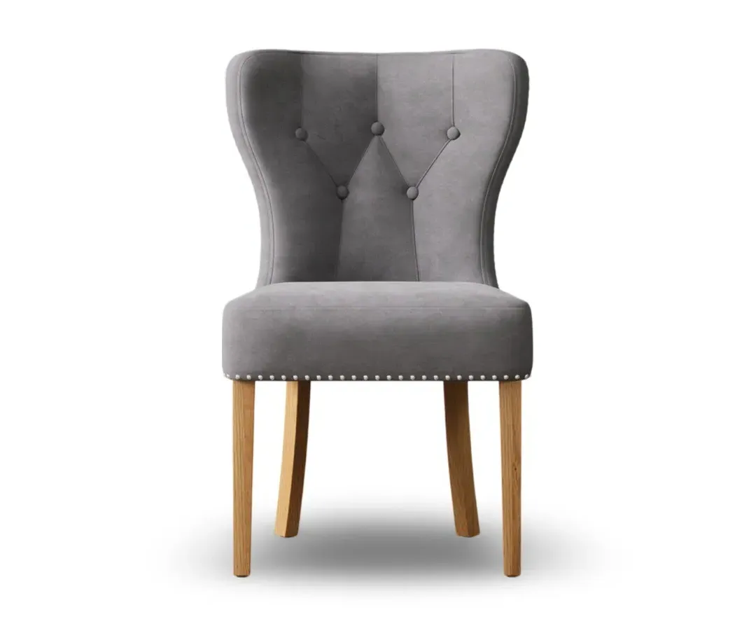 Keswick Set of 2 Wingback Dining Chairs - Grey, Wool product