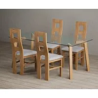 Lakelyn Dining Table & 4 Chairs - Clear, Solid Oak & Glass alternate view