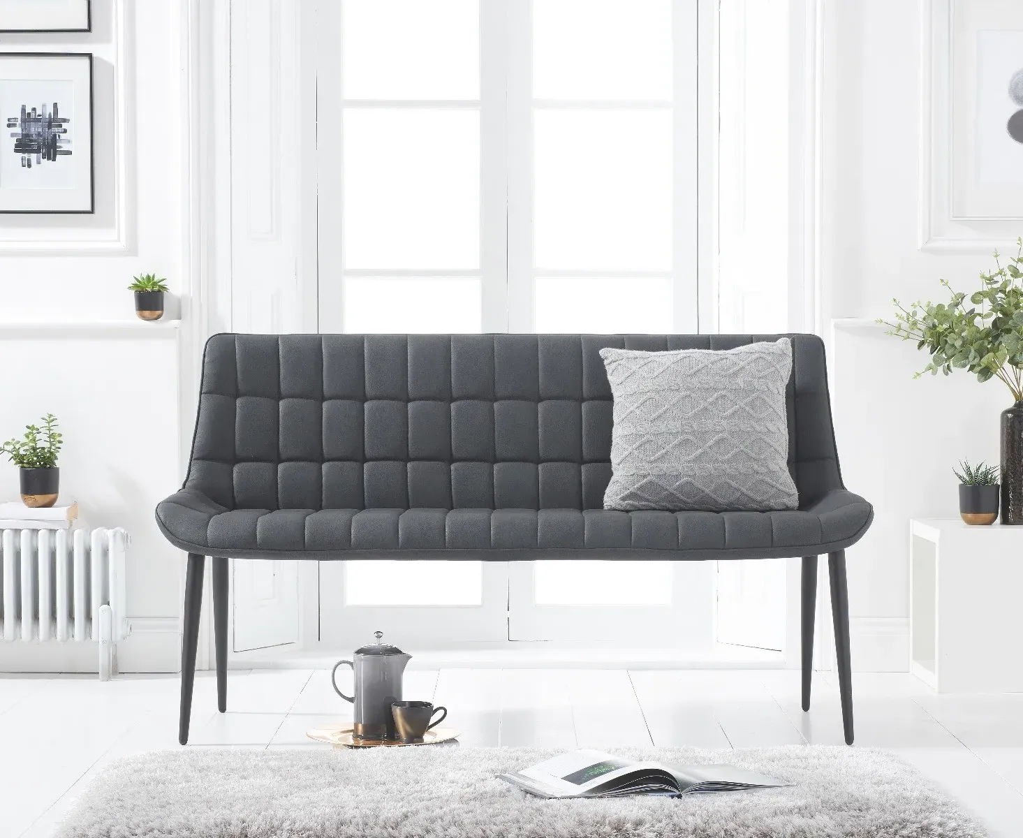 Larson Bench - Grey, Faux Leather product