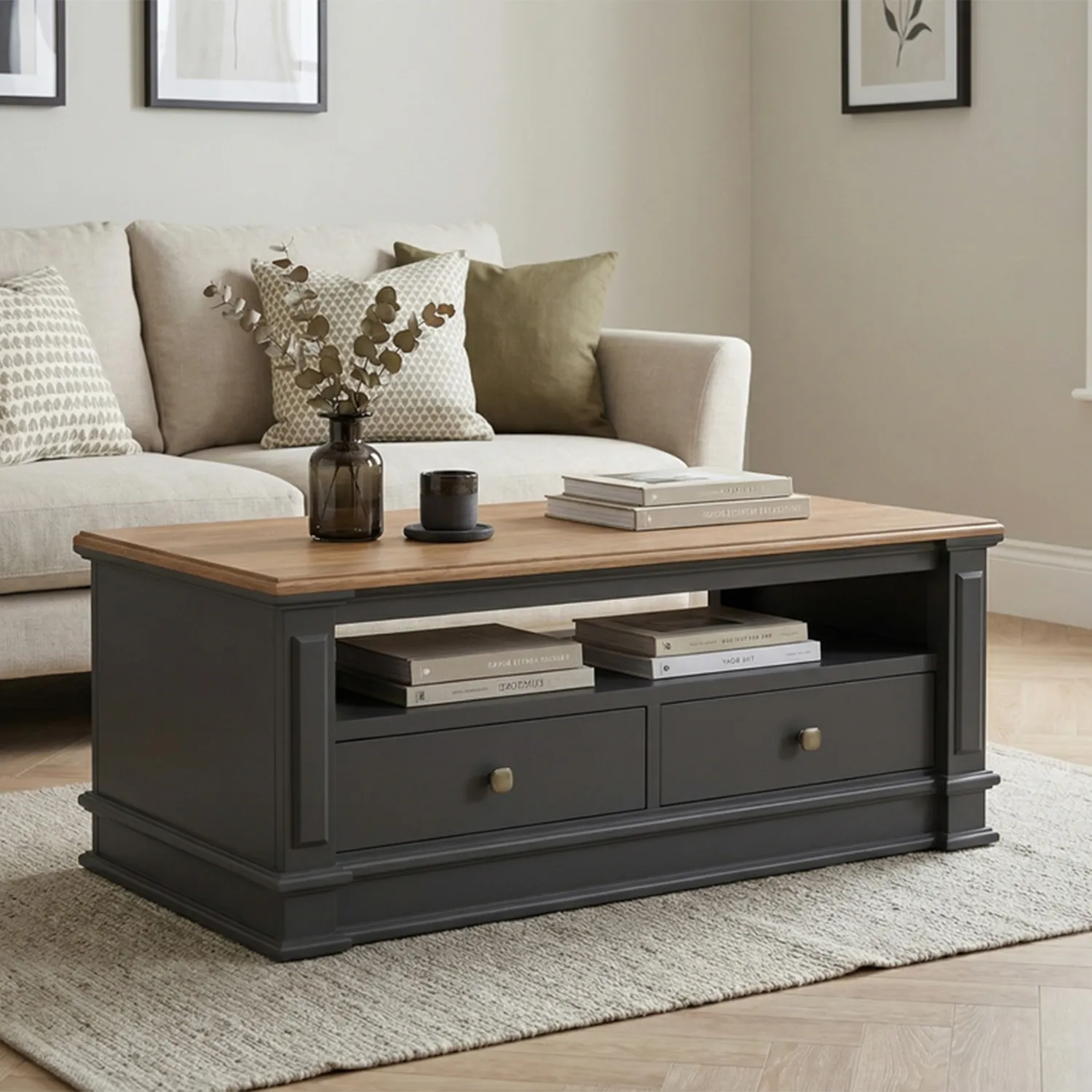 Lawson Coffee Table - Charcoal, Solid Oak product