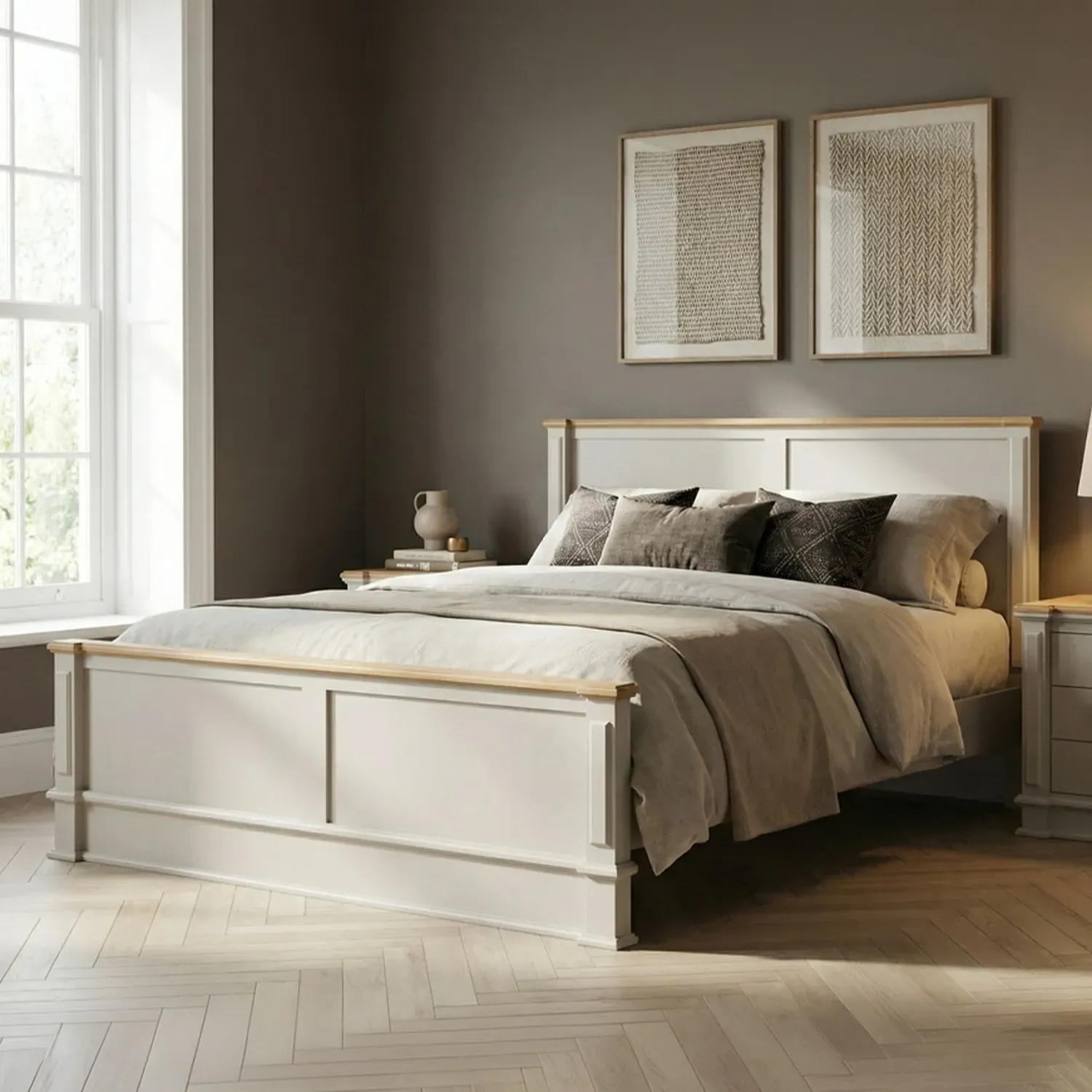 Lawson King Size Bed Frame - White, Solid Oak product