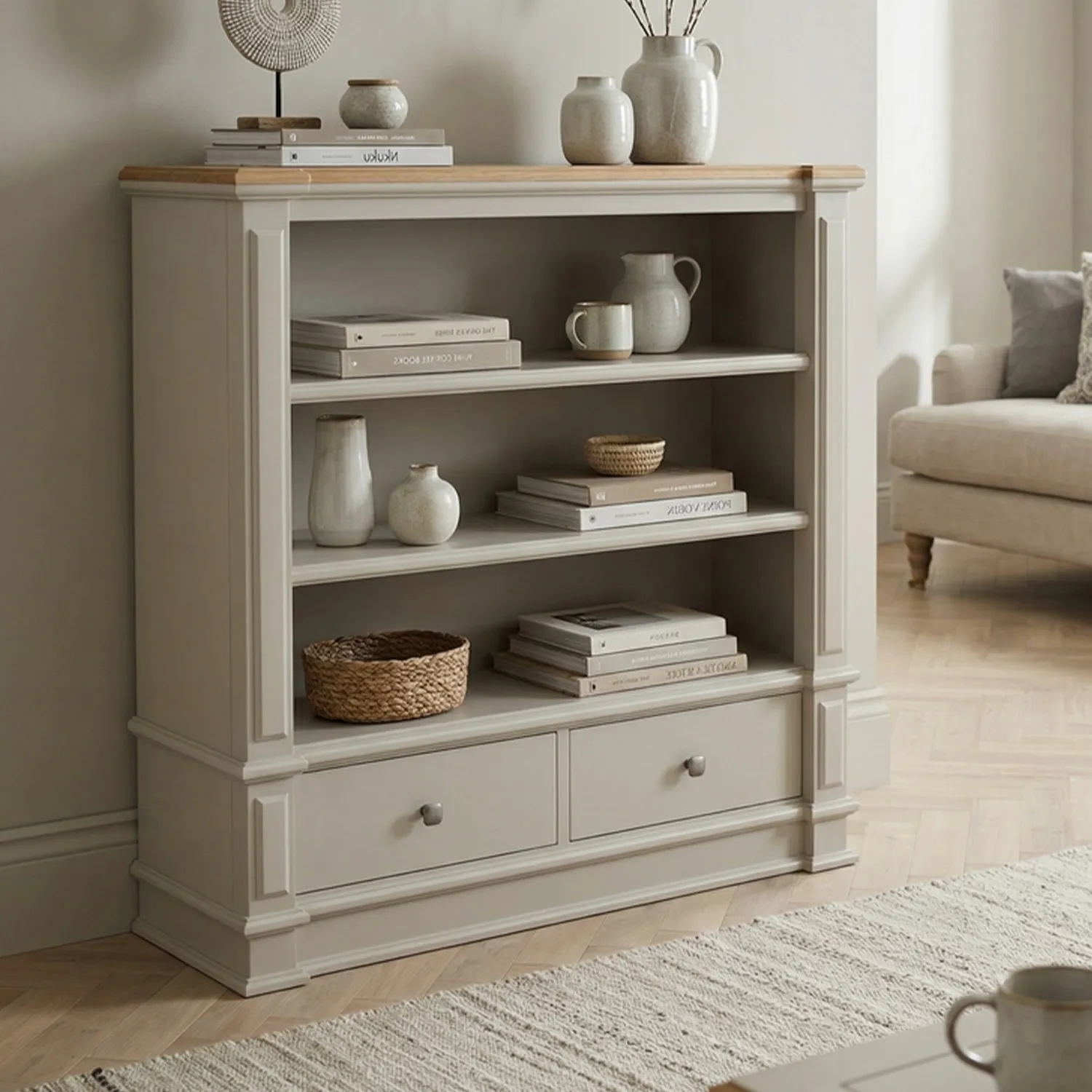 Lawson Small Bookcase - White, Solid Oak product