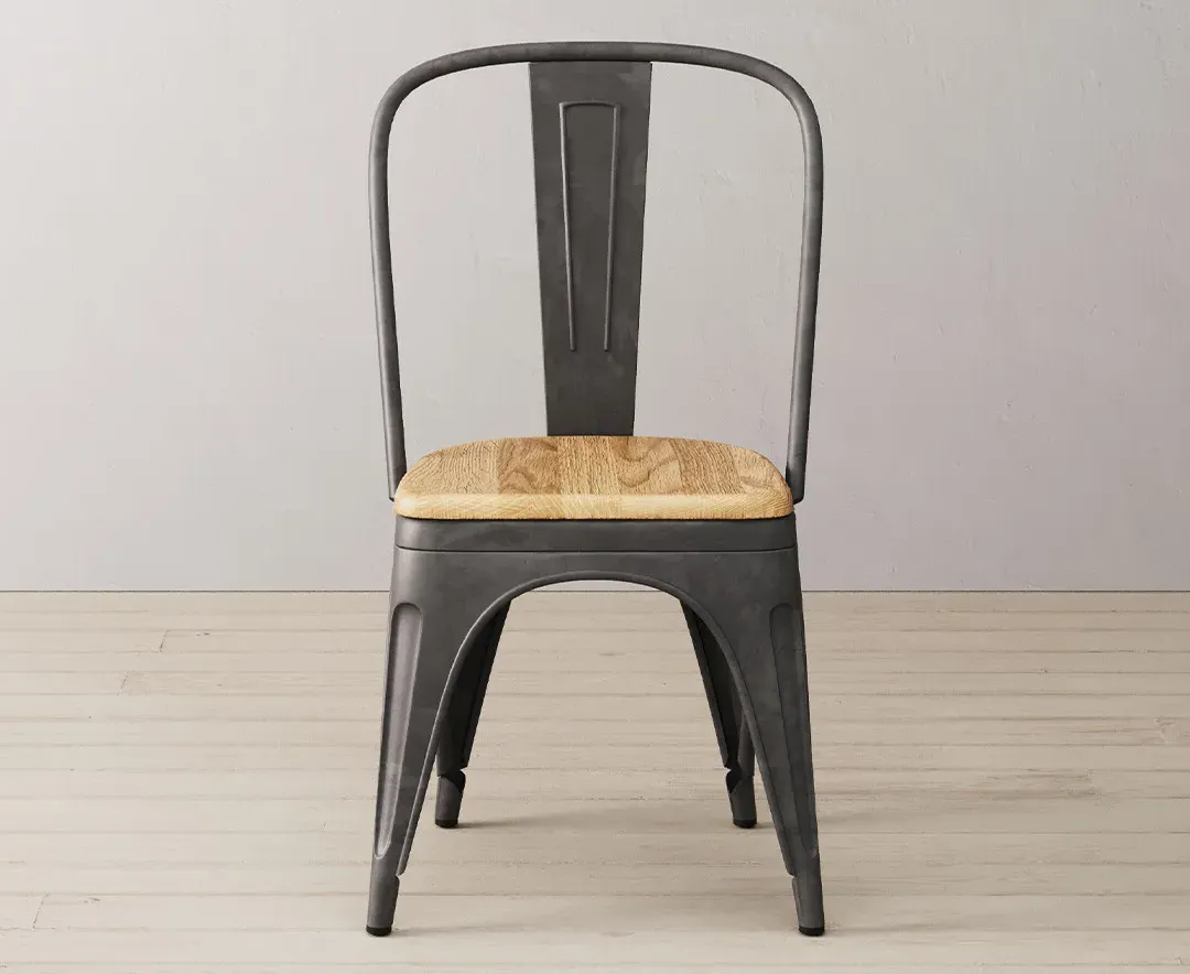 Loft Set of 2 Dining Chairs - Grey, Solid Oak product