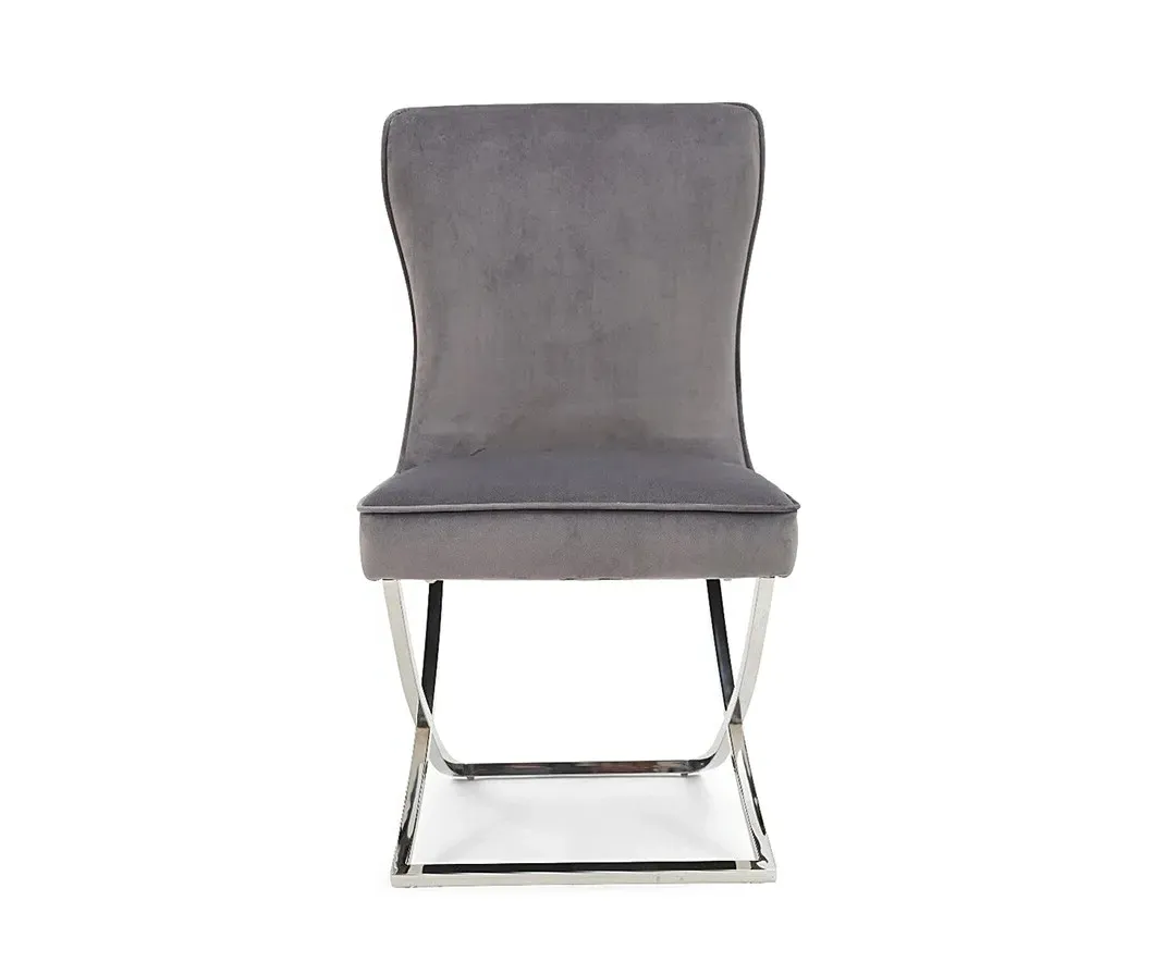 Lorenzo Set of 2 Dining Chairs - Grey, Velvet product