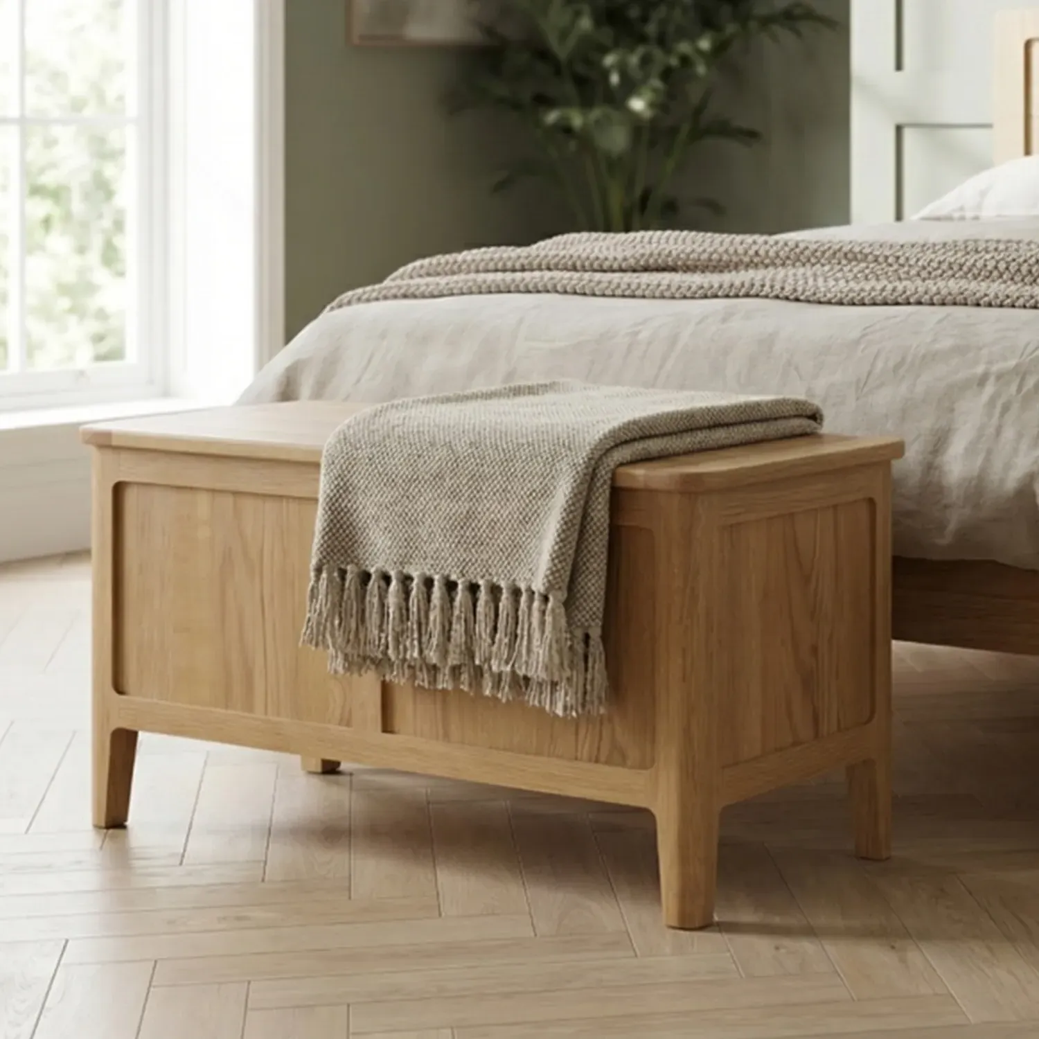 Loxton Blanket Box Storage Ottoman - Oak product