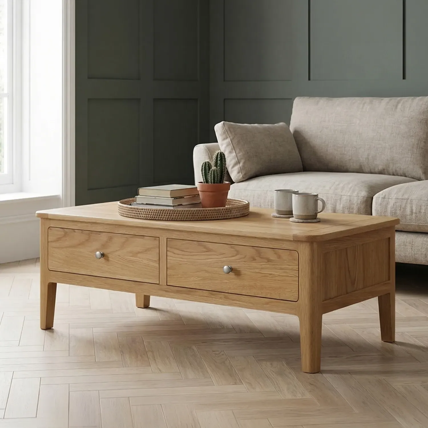 Loxton Solid Oak Coffee Table with 4 Drawers product