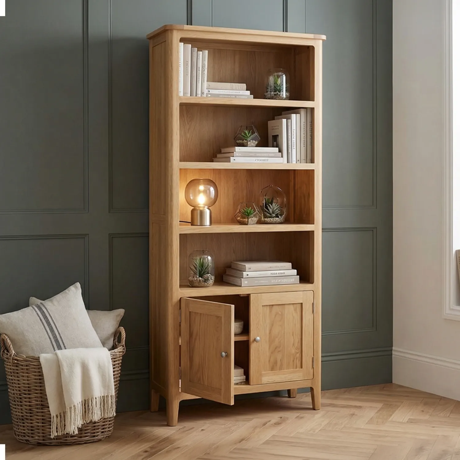 Loxton Tall Bookcase with Shelves - Oak product