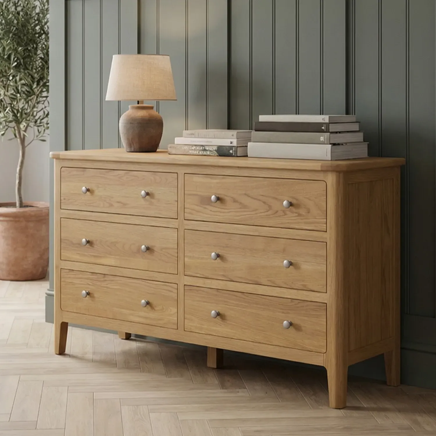 Loxton Wide Chest of Drawers - Oak, Solid Wood product