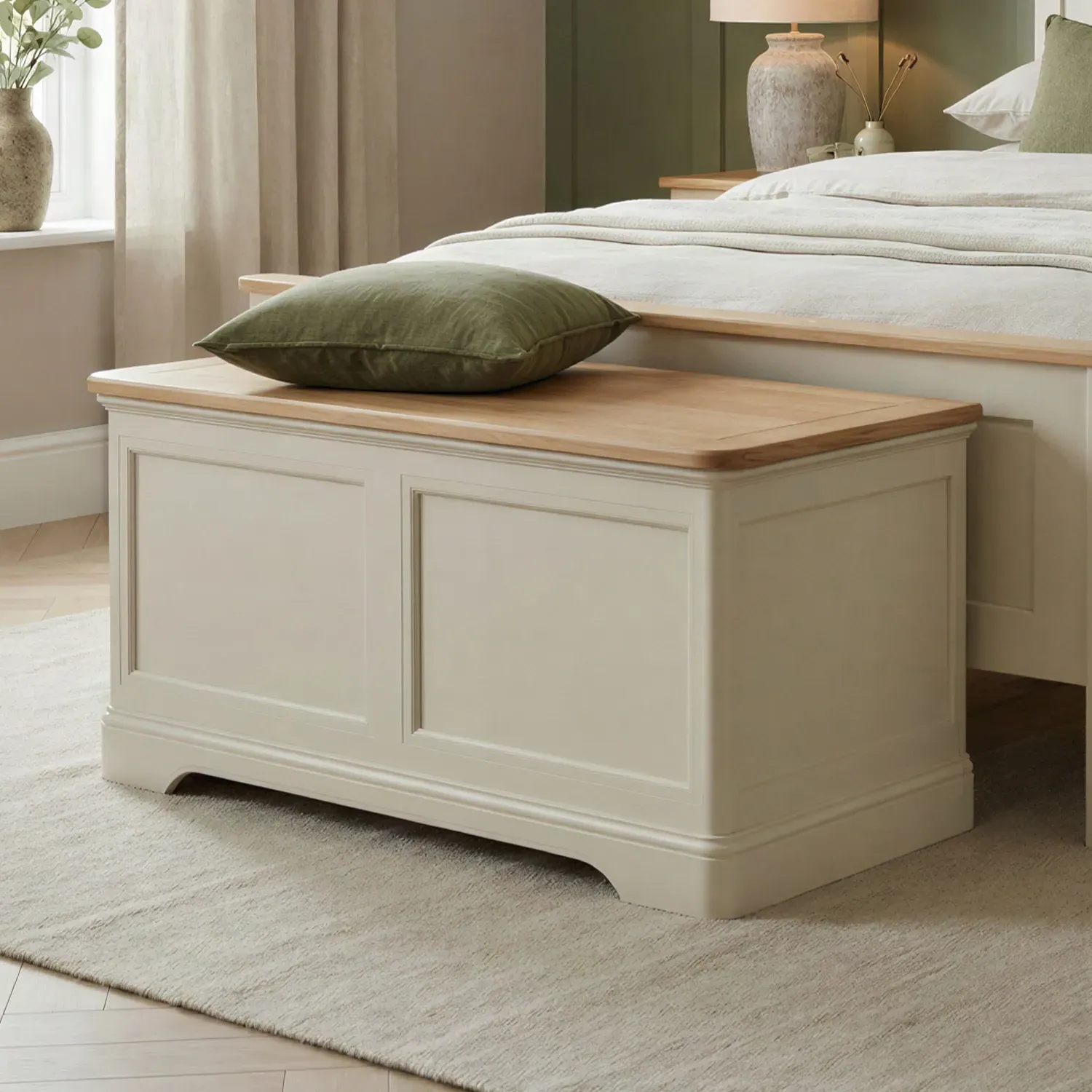 Madley Blanket Box - Cream, Solid Oak product