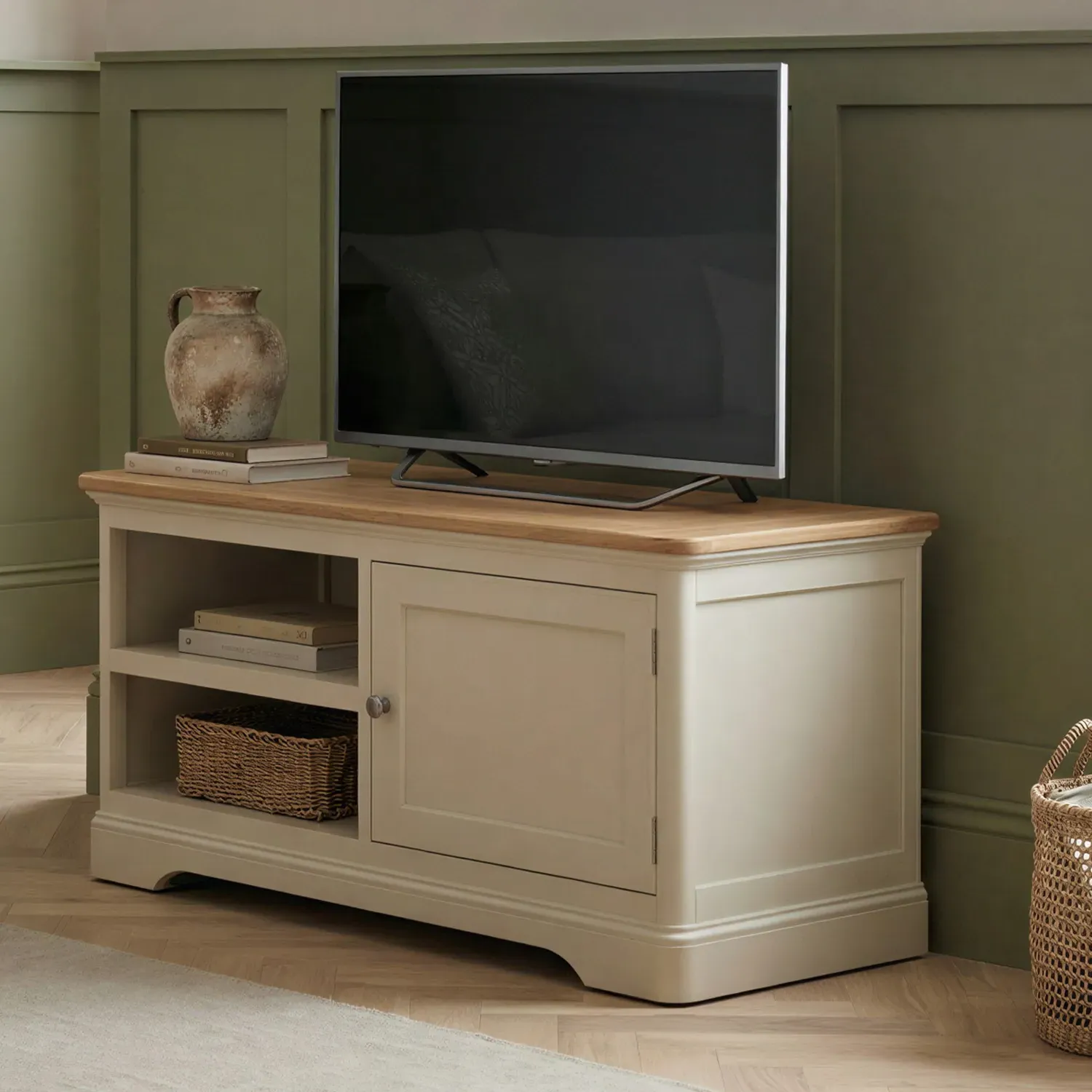 Madley Small TV Cabinet - Cream, Solid Oak product