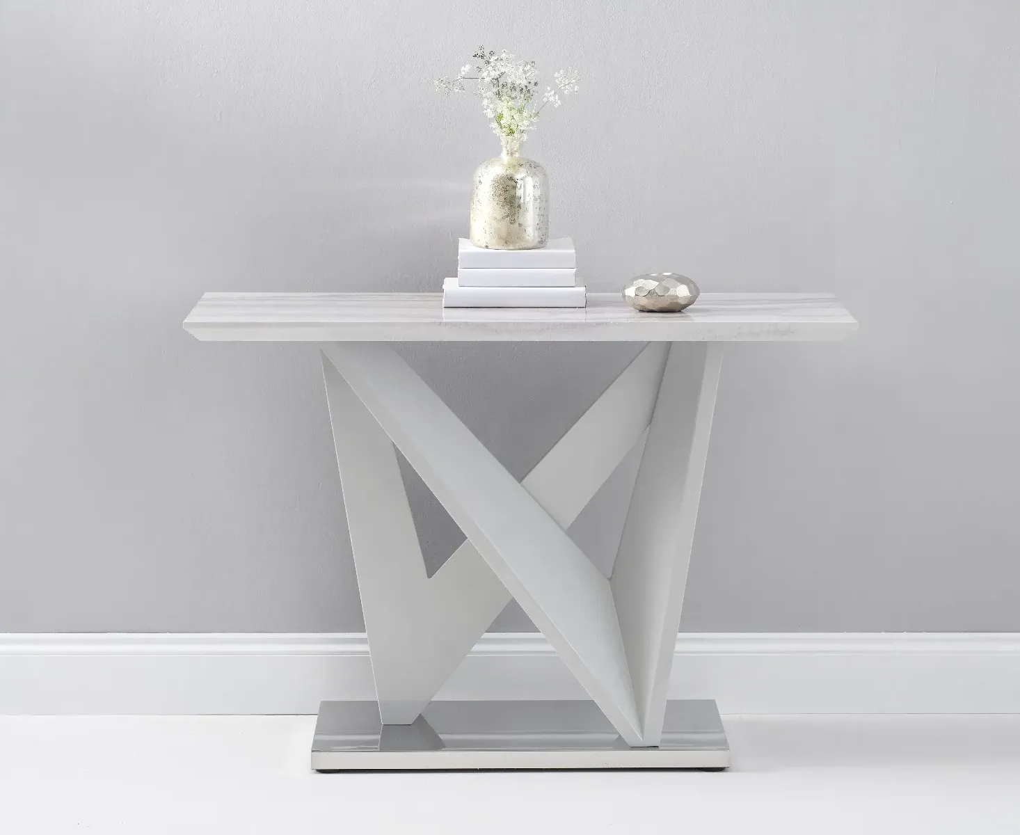 Marcella Console Table - Light Grey, High Gloss product