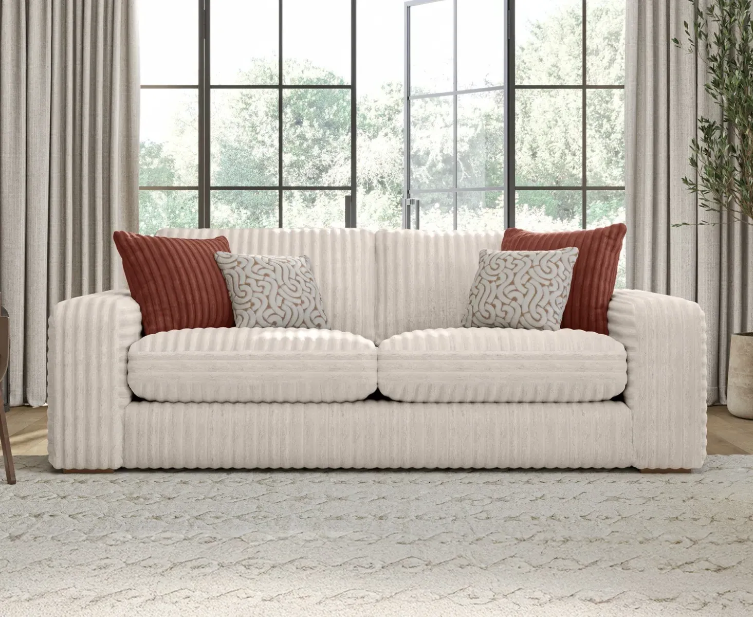Milan 3-Seater Sofa - Natural, Cord Fabric product
