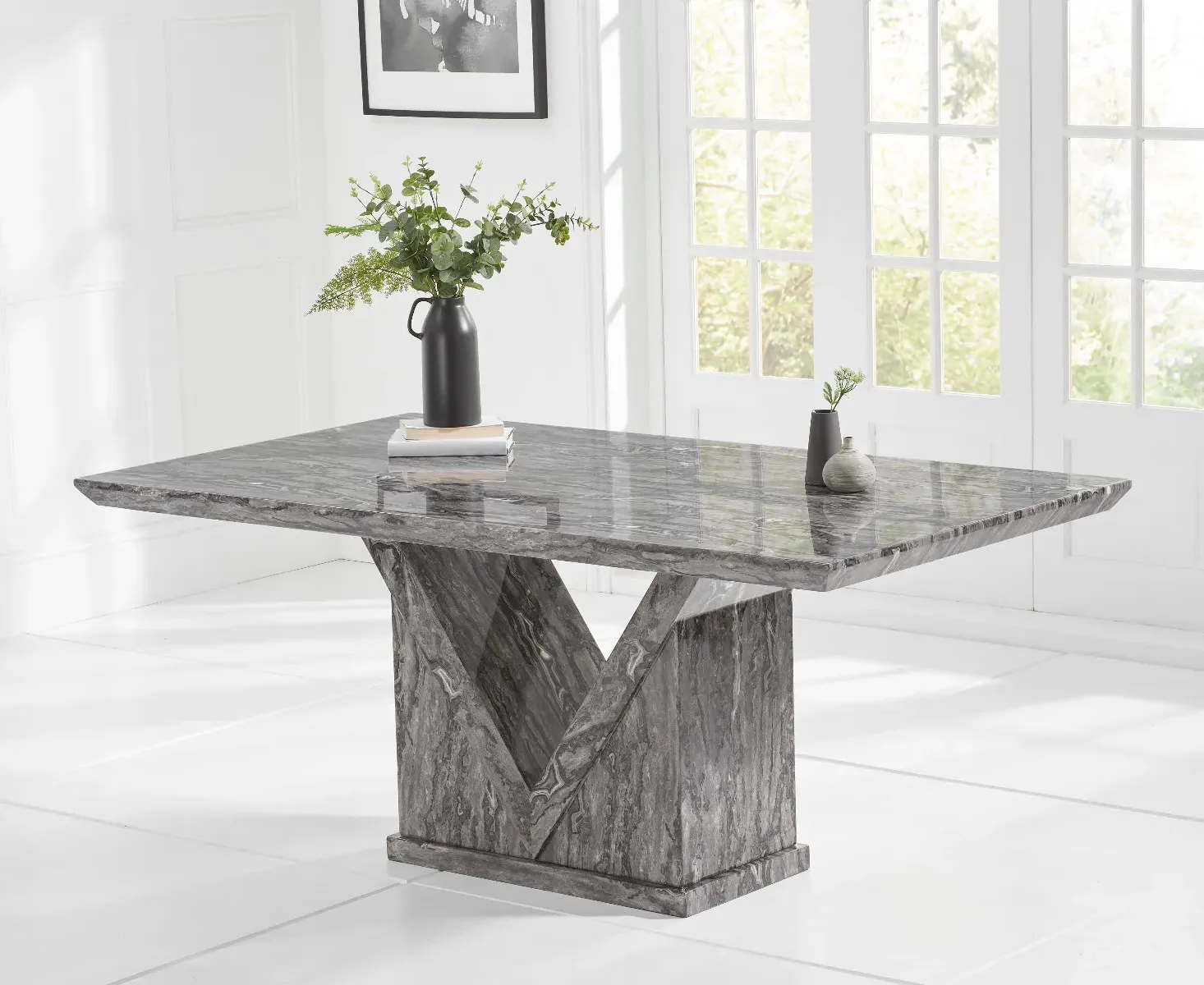 Milan Dining Table - Grey, Marble Effect product