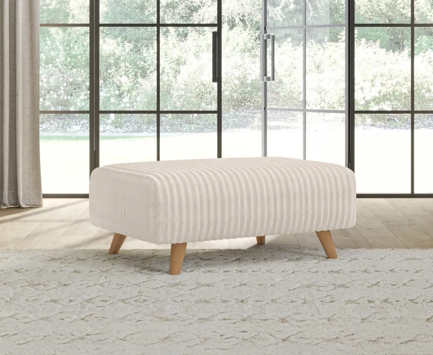 Milan Footstool - Natural, Cord Fabric product
