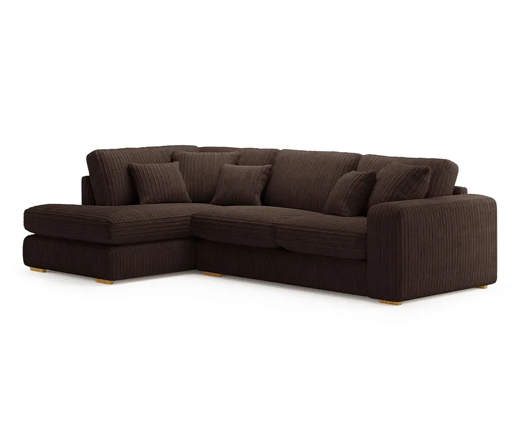 Milan Right Hand Facing Chaise Sofa - Chocolate, Cord Fabric product