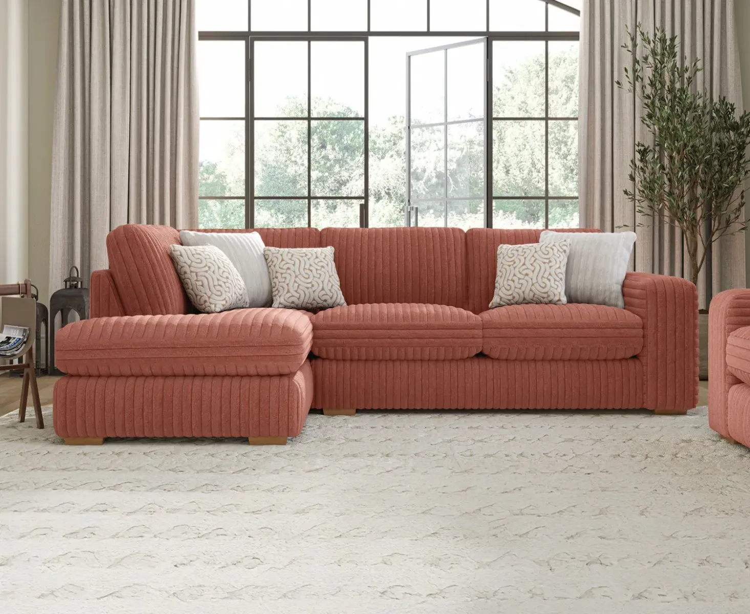 Milan Right Hand Facing Chaise Sofa - Russet, Cord Fabric product