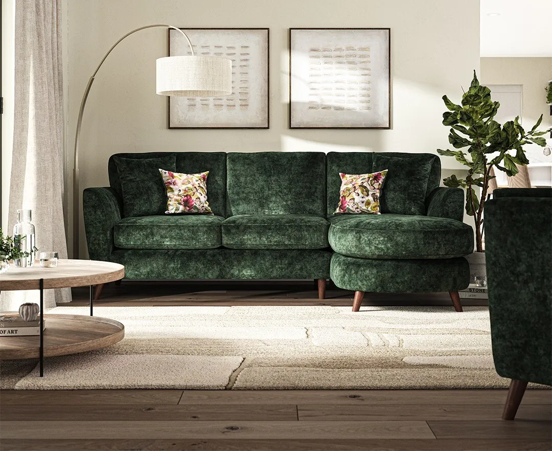 Naples Right Hand Facing Chaise Sofa - Emerald, Velvet product
