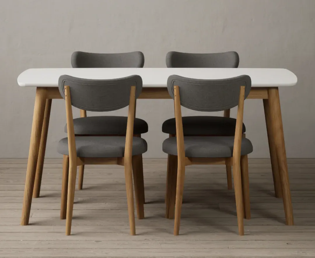 Nordic Dining Table with 4 Chairs - Signal White, Solid Oak product