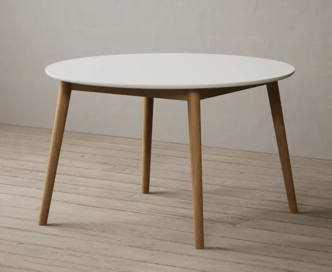 Nordic Round Dining Table - White, Solid Oak product
