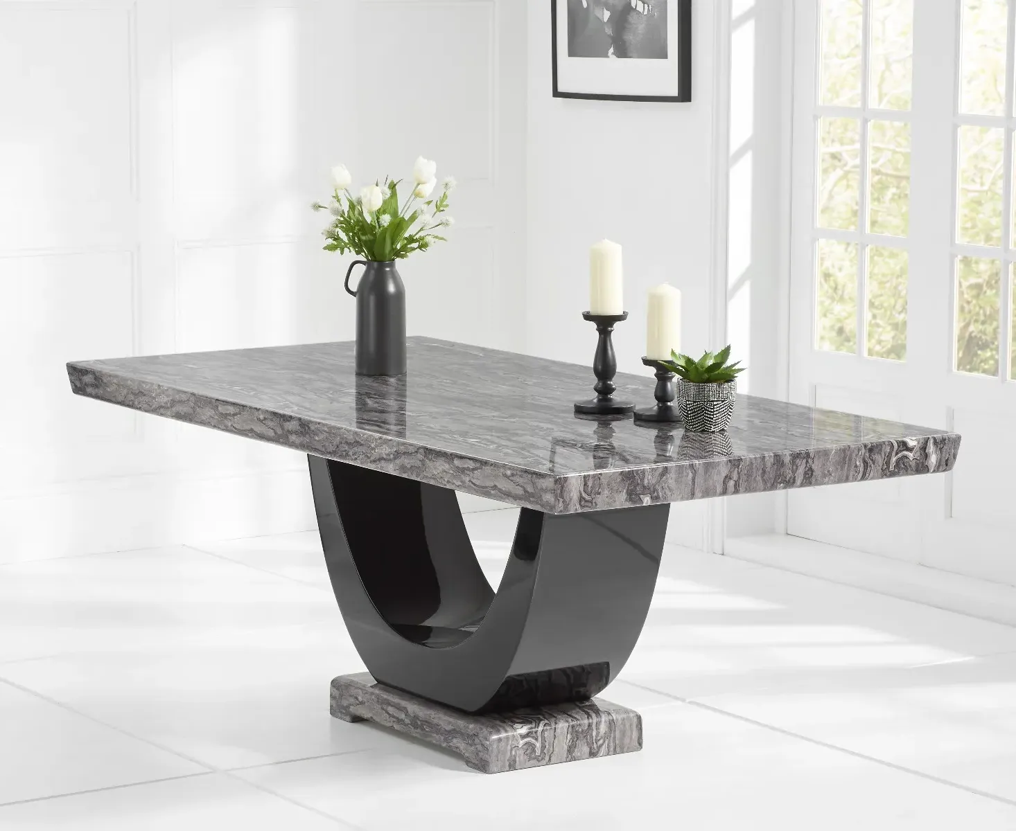 Novara Dining Table - Dark Grey, Marble product
