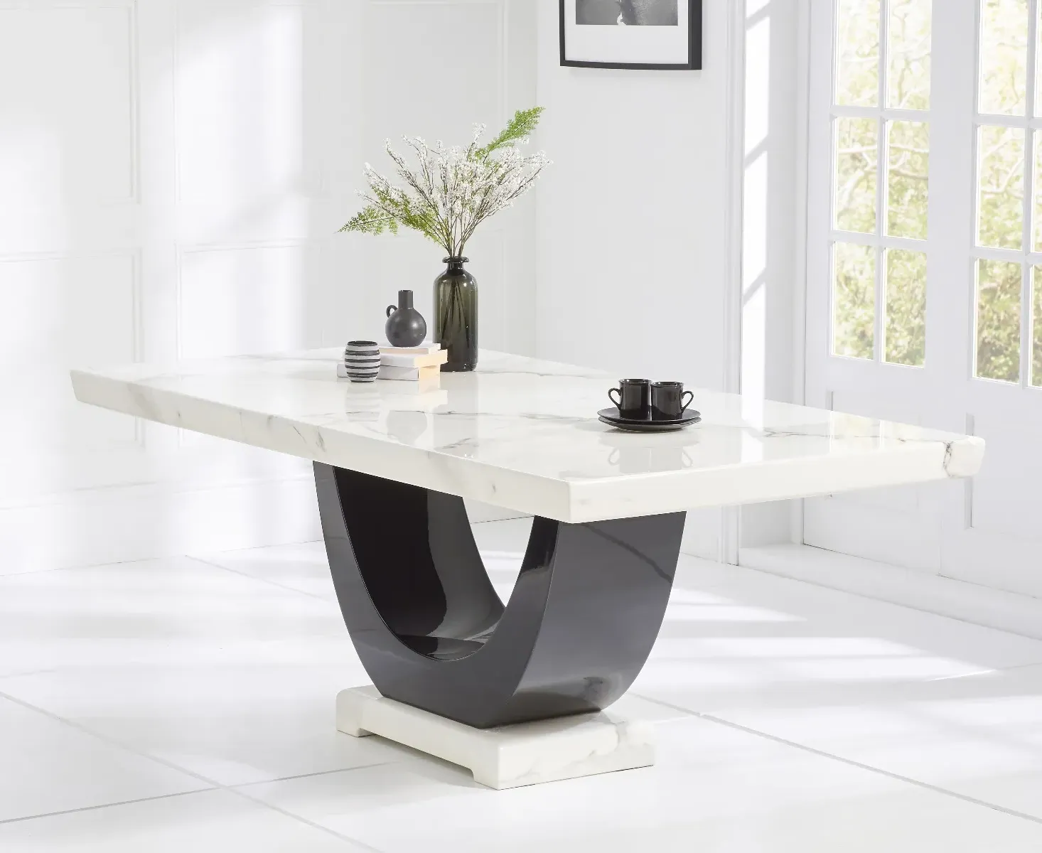 Novara Dining Table - White, Marble product