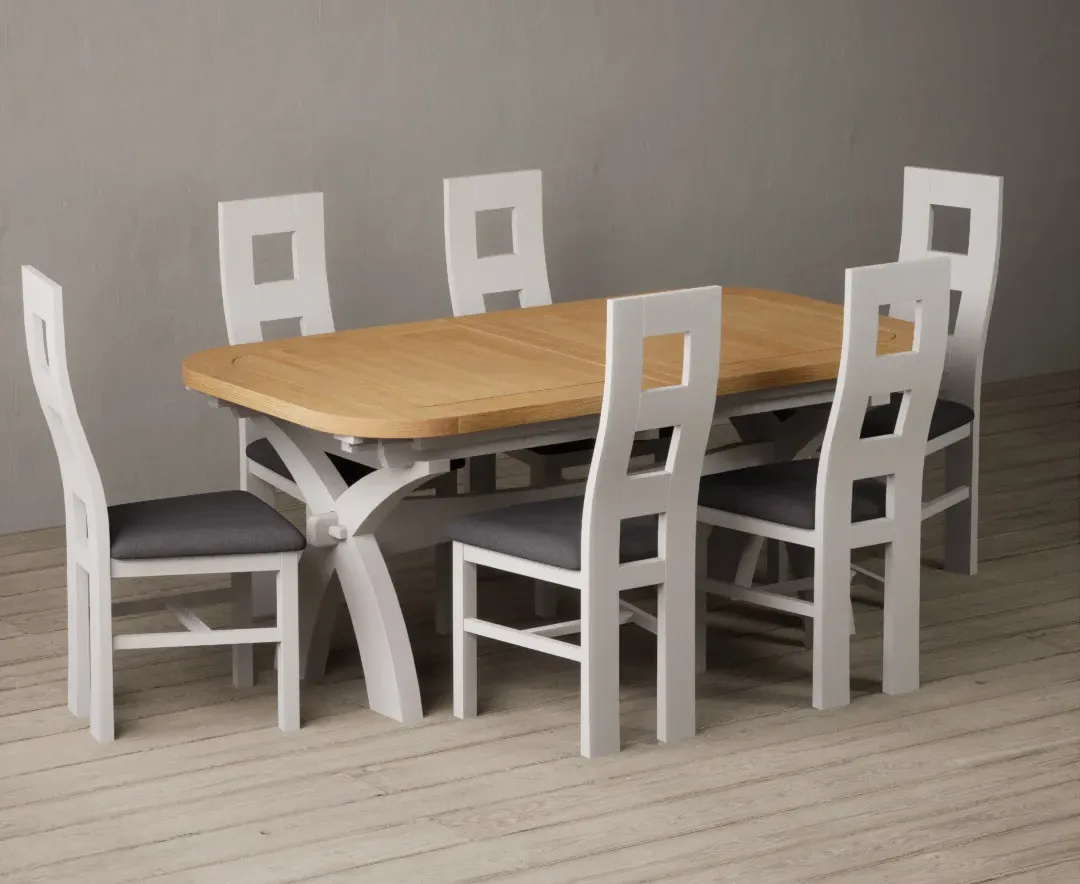 Olympia Extendable Dining Table & 6 Chairs - Oak, White Painted product
