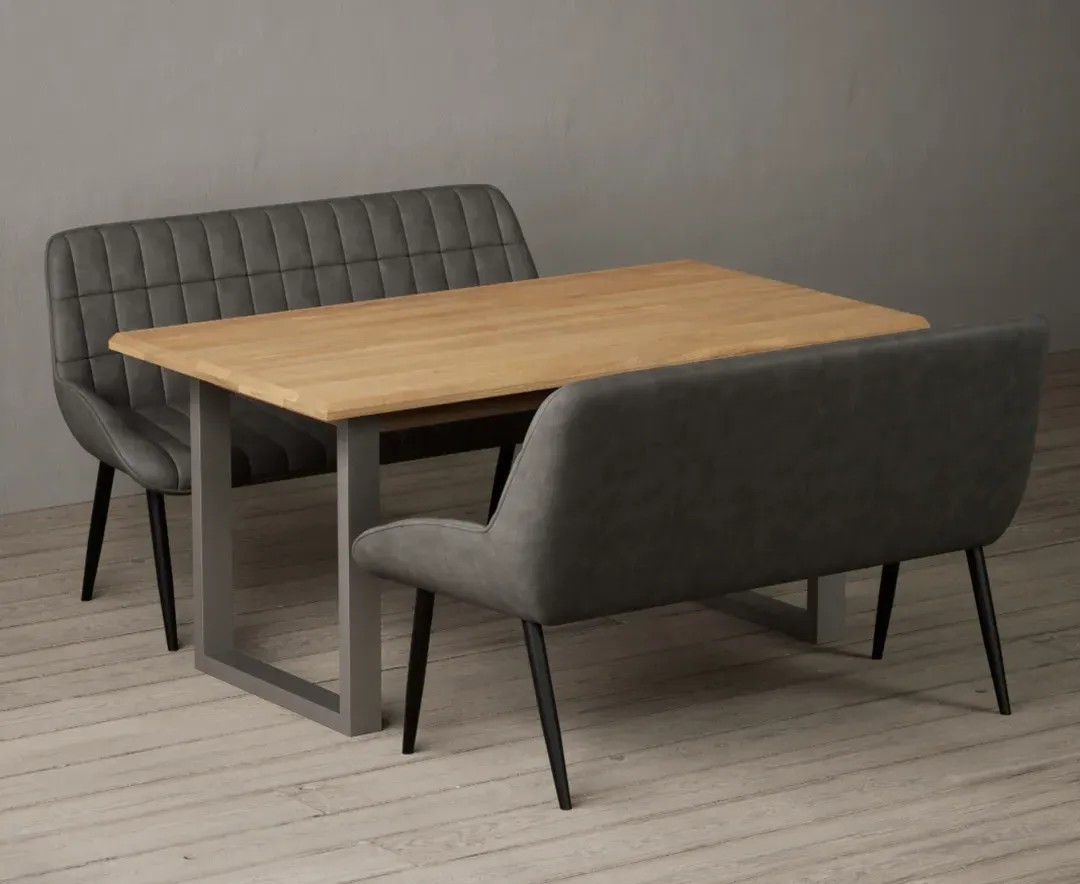 Parker Dining Table with 2 Benches - Oak, Solid Wood product