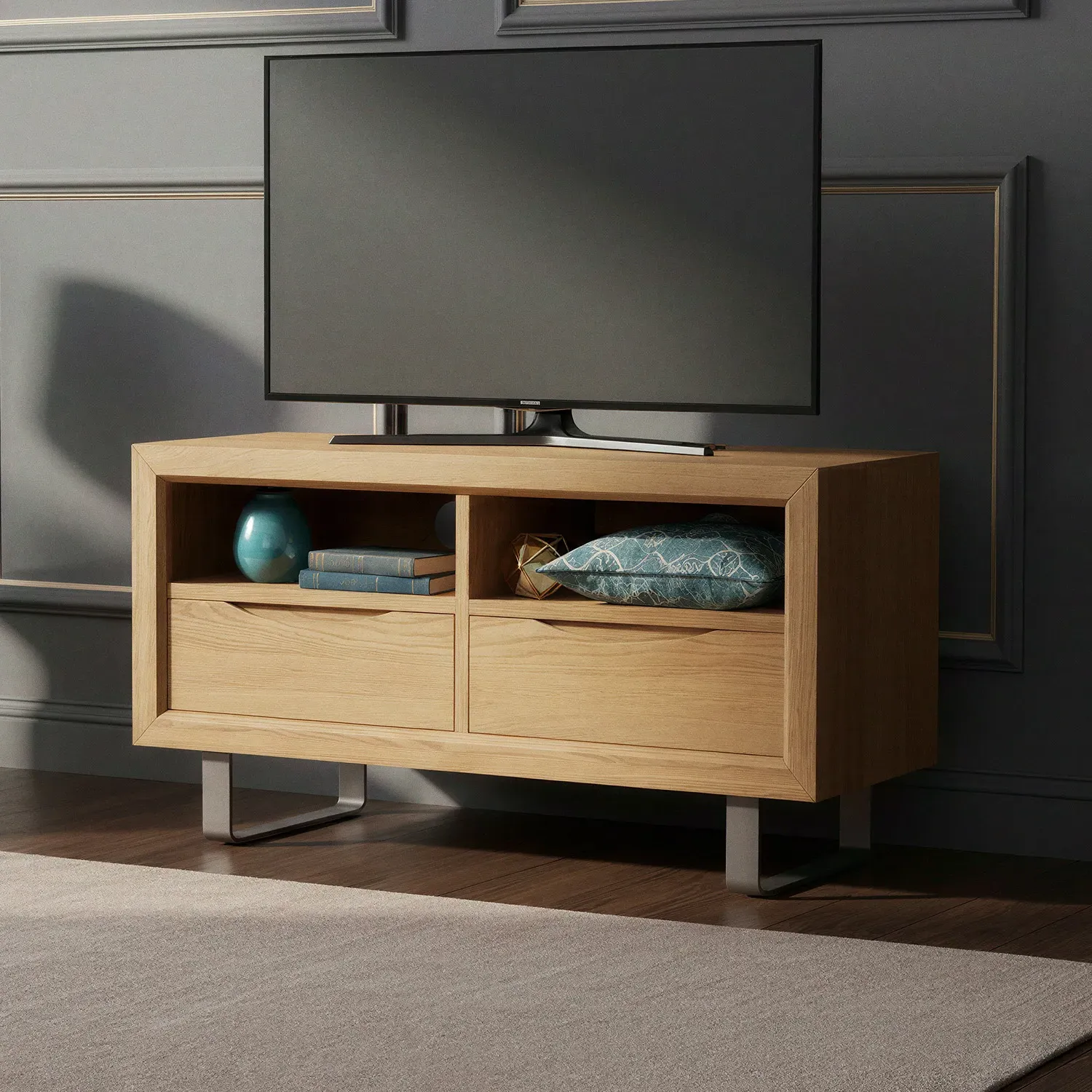 Parker Small TV Cabinet - Oak, Solid Wood product