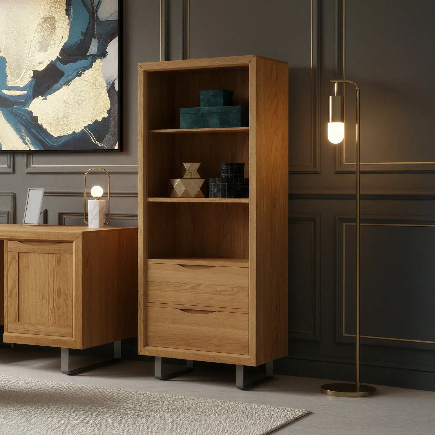 Parker Tall Bookcase - Oak, Solid Oak product