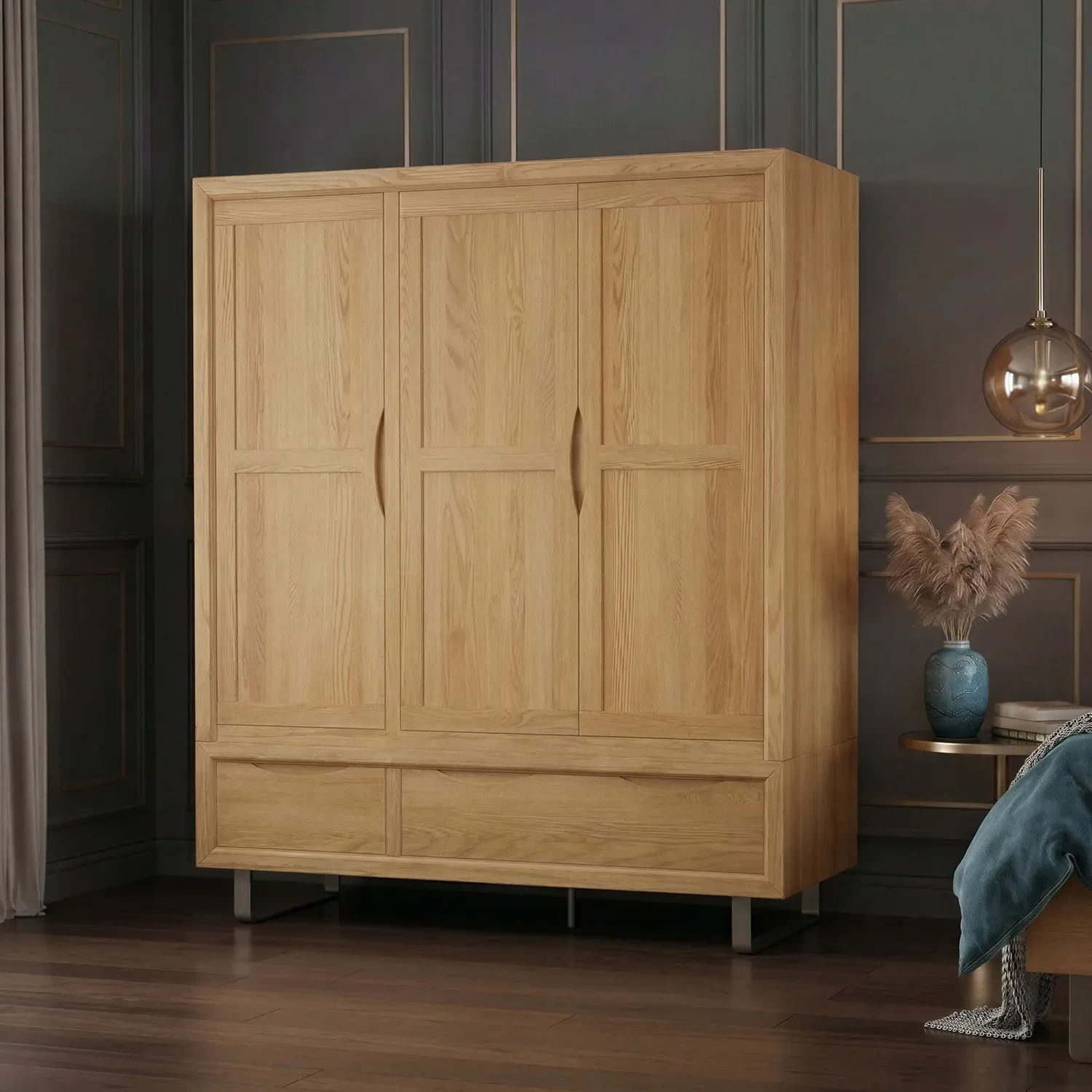 Parker Triple Wardrobe - Oak, Solid Wood product