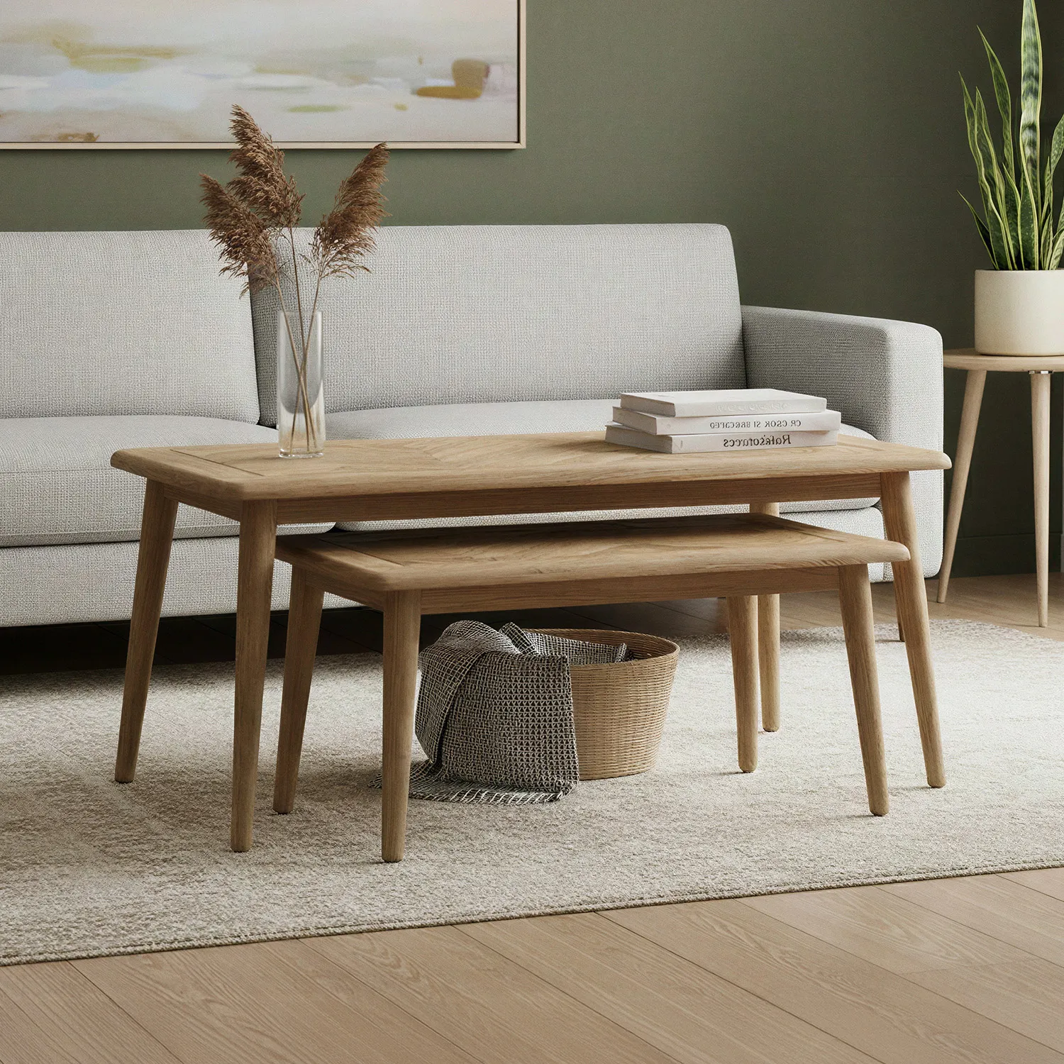 Parven Nesting Coffee Tables - Oak, Solid Oak product