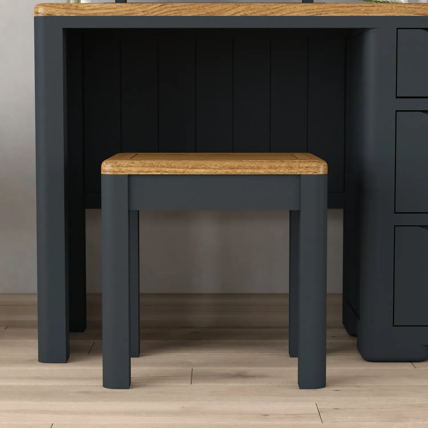 Pembridge Dressing Table Stool - Dark Blue, Oak product