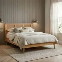Rattan Double Bed Frame - Oak alternate view