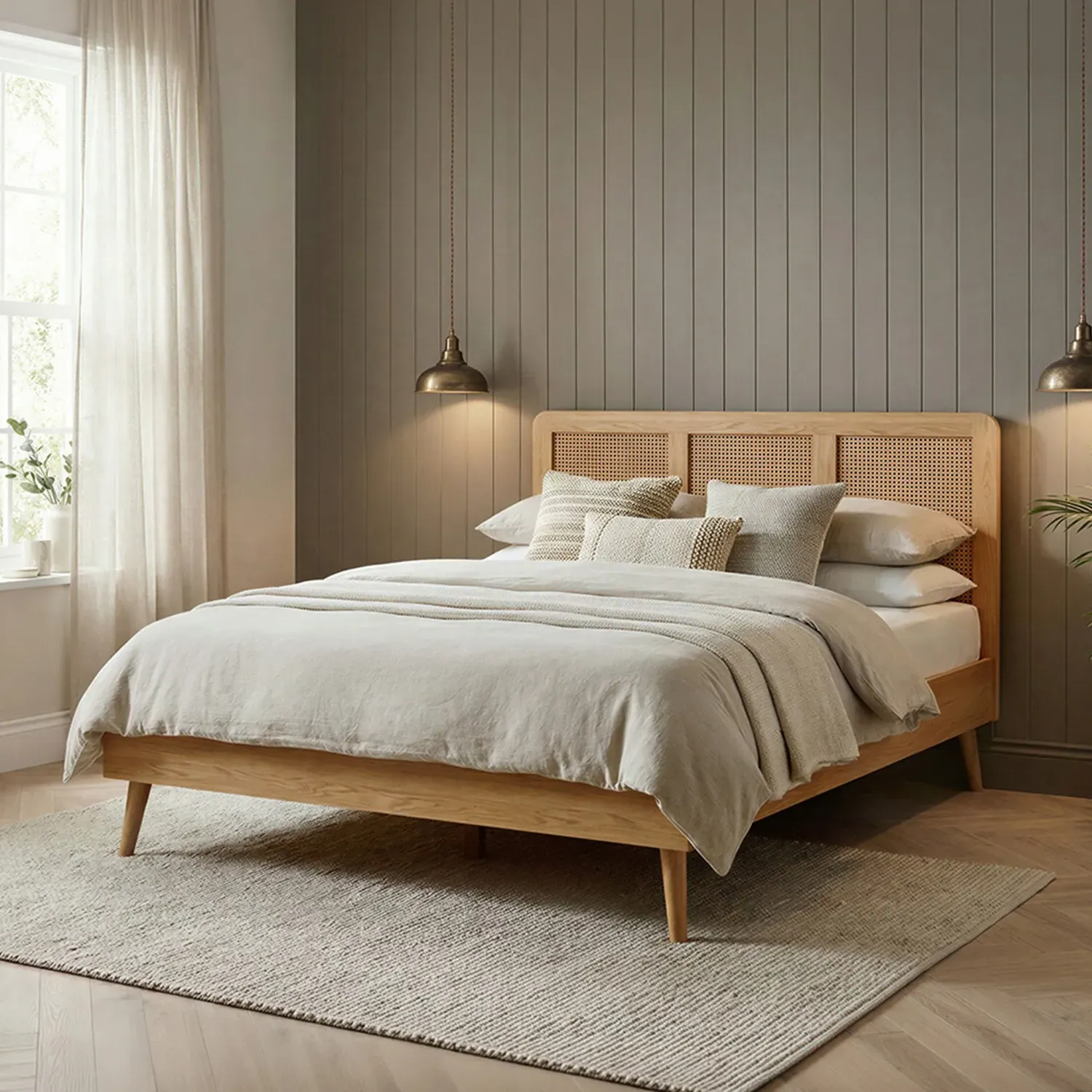 Rattan Double Bed Frame - Oak product