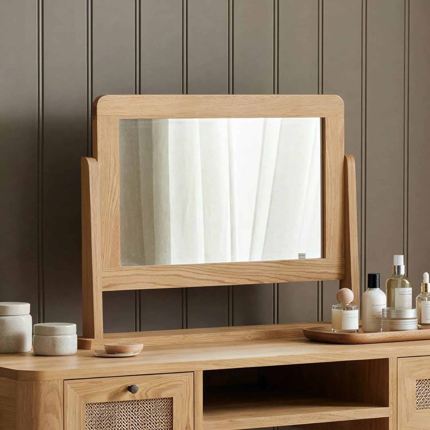 Rattan Dressing Table Mirror - Oak product