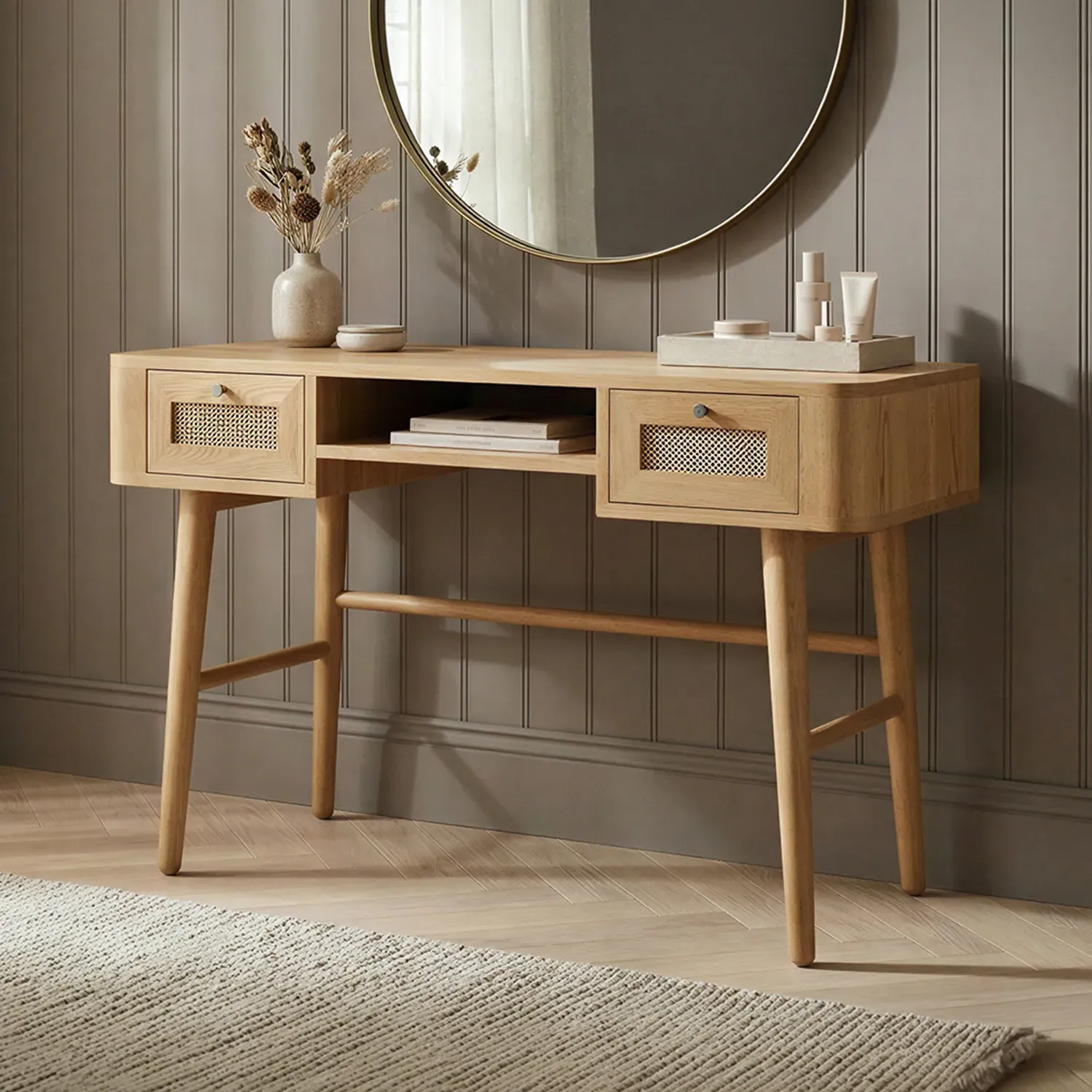 Rattan Dressing Table - Oak product