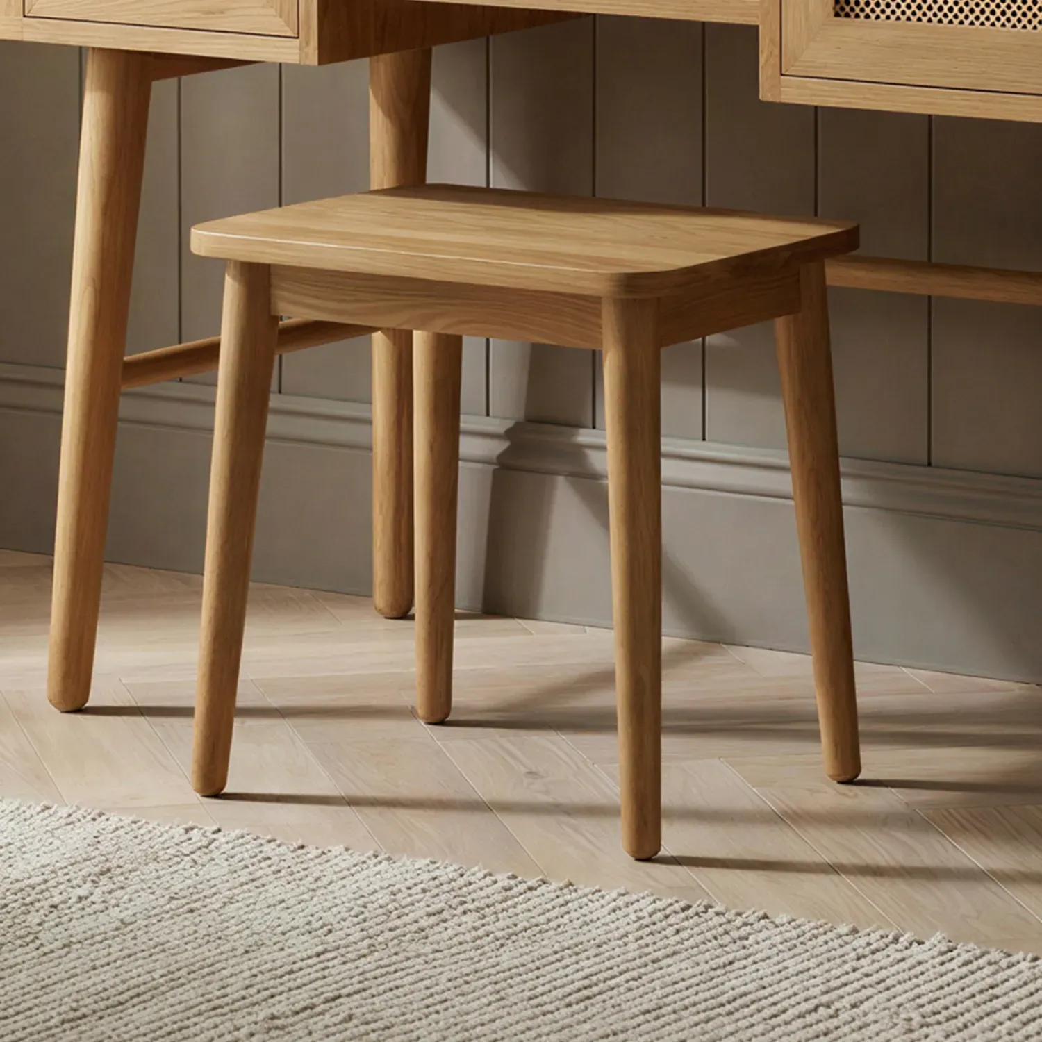Rattan Dressing Table Stool - Oak product