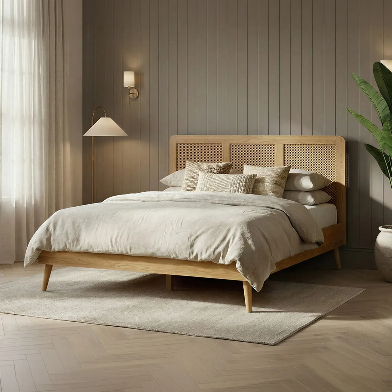 Rattan King Size Bed Frame - Oak product