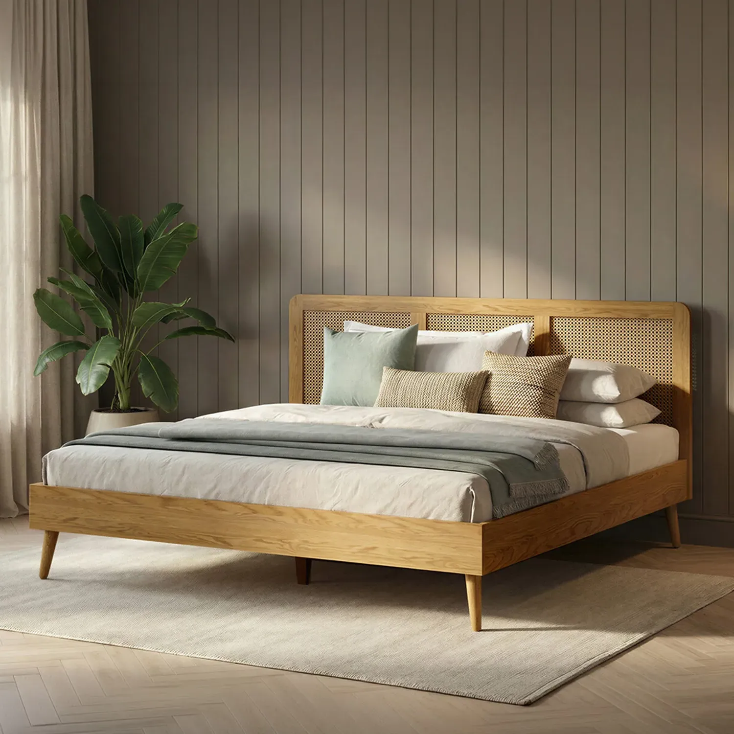 Rattan Super King Size Bed Frame - Oak product
