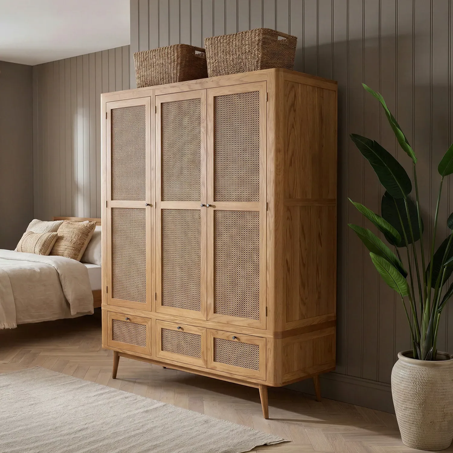 Rattan Triple Wardrobe - Oak product