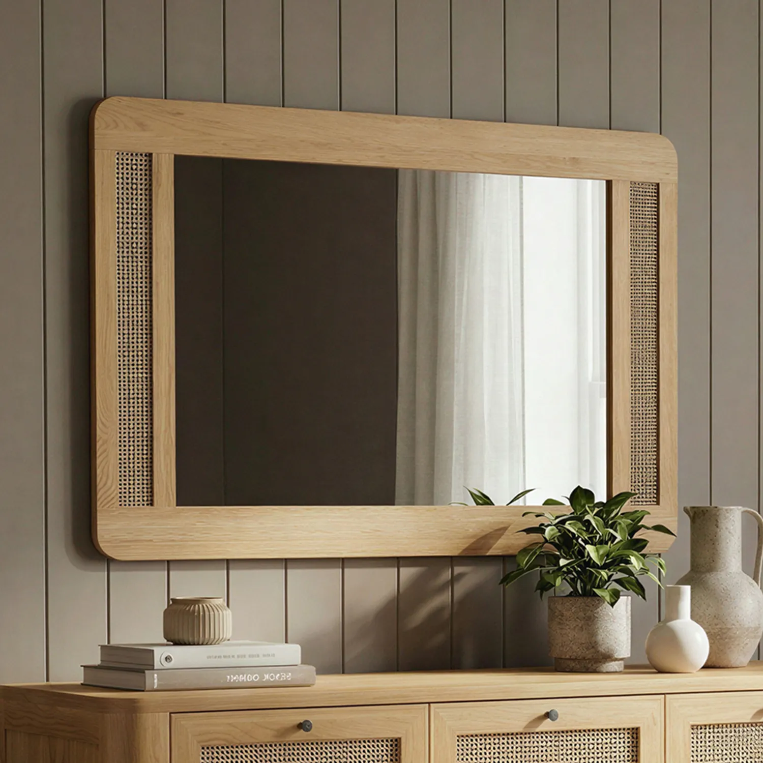 Rattan Wall Mirror - Oak product