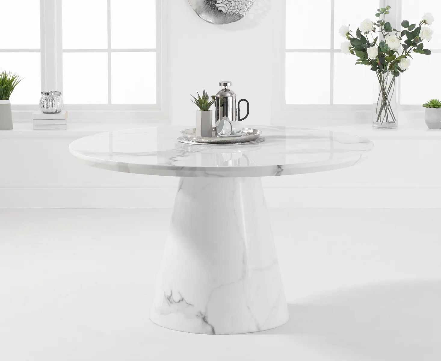 Ravello Round Dining Table - White, Marble product