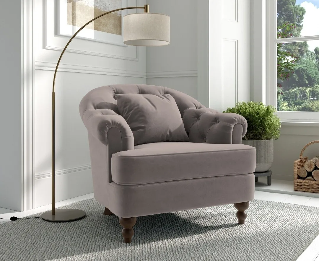 Richmond Accent Chair - Light Grey, Velvet product