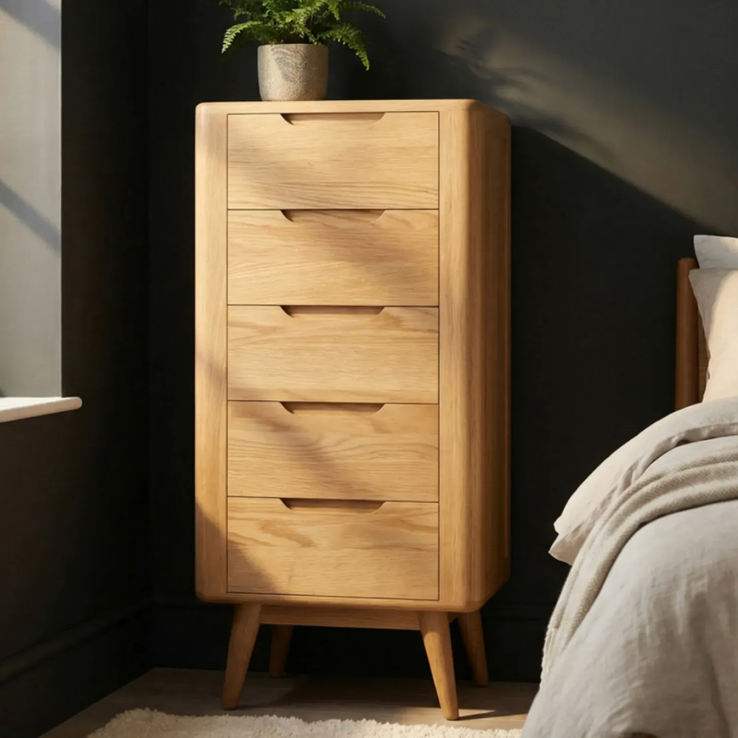 Rosa 5 Drawer Tallboy Chest - Oak, Solid Oak product