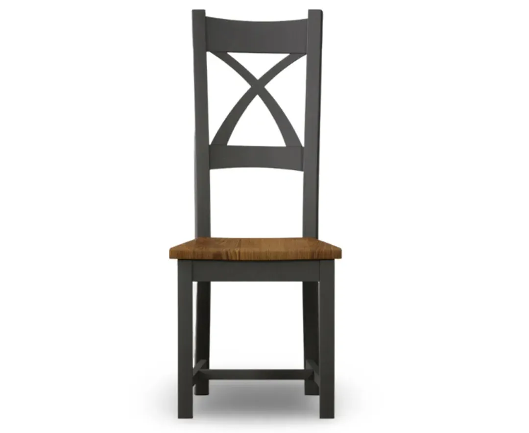 Rustic Oak Set of 2 X Back Dining Chairs - Oak, Grey product