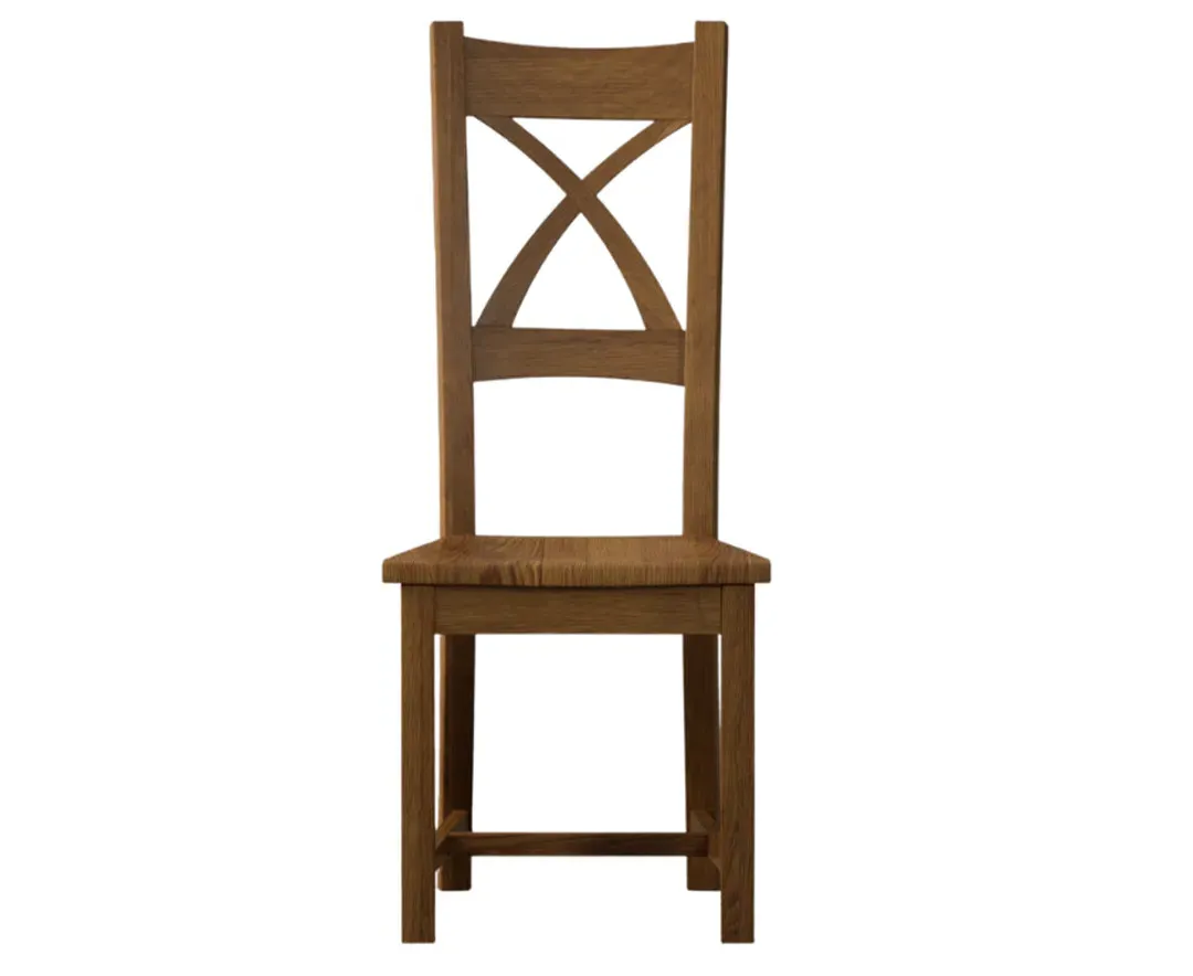 Rustic Solid Oak X Back Set of 2 Dining Chairs - Rustic product